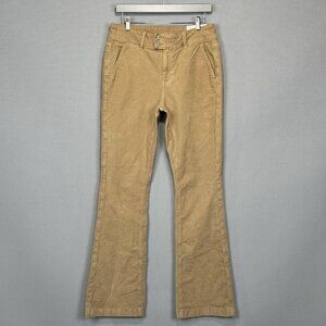 American Eagle Pants Womens 10 Long Khaki High Rise Kick Boot Stretch Corduroy